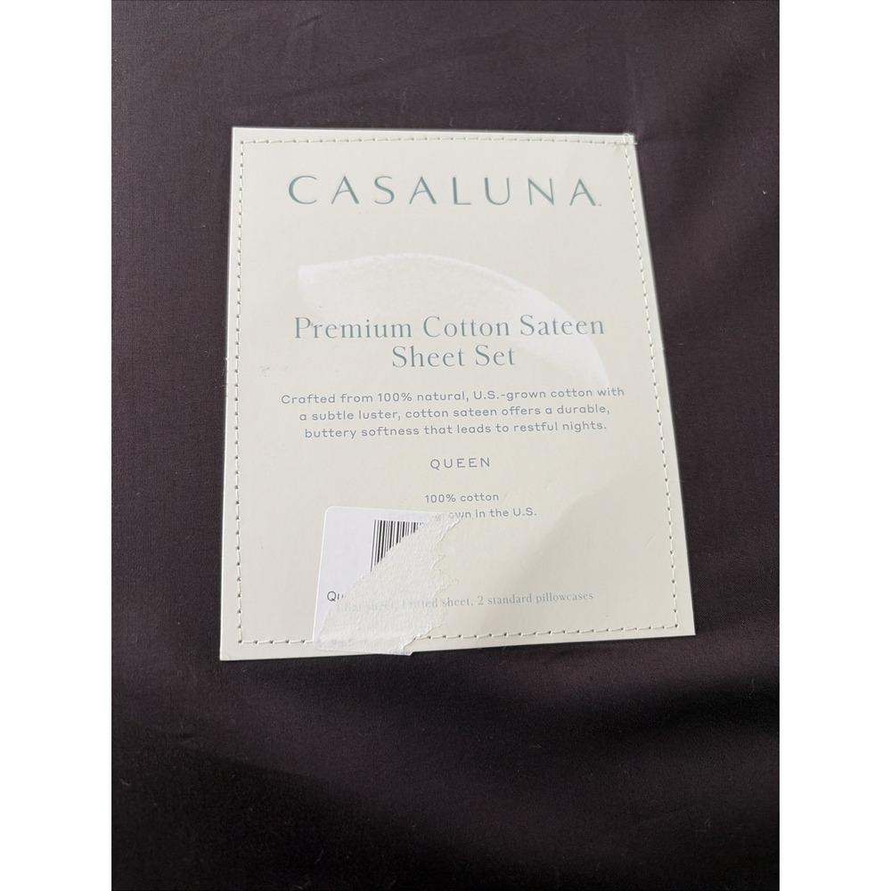 CASALUNA Queen 600 Thread Count Sateen Sheet Set - Brown - Picture 7 of 7